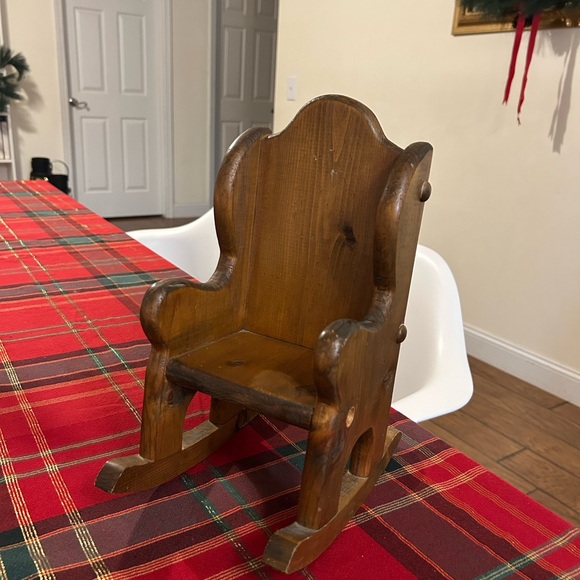 Vintage Wooden Doll Rocking Chair - Picture 2 of 12